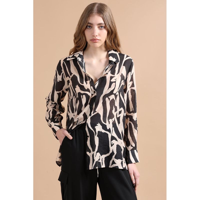 LIOLA - Camisa Estampada, Negro Liola