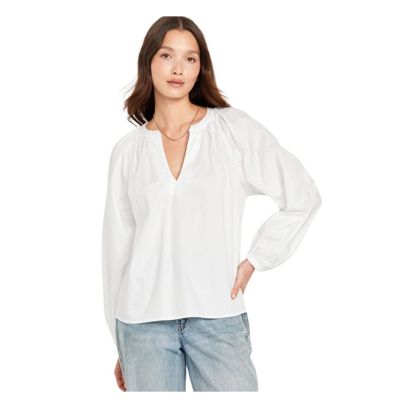 OLD NAVY - Blusa Mujer Manga Larga Blanco Old Navy