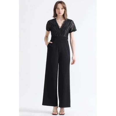 Imagen 2 del producto Enterito Recto Encaje Folia, Negro