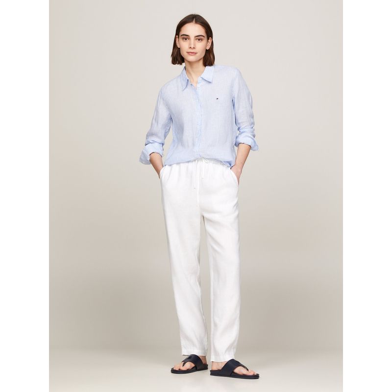 TOMMY HILFIGER - Pantalón Casual Cónico Con Cordón Blanco Tommy Hilfiger