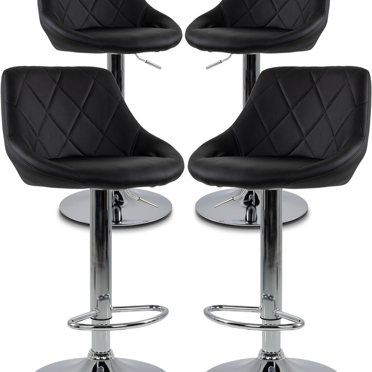 WAKESHOME - Taburete Silla Bar de Altura Ajustable Color Negro Cojin Acolchado