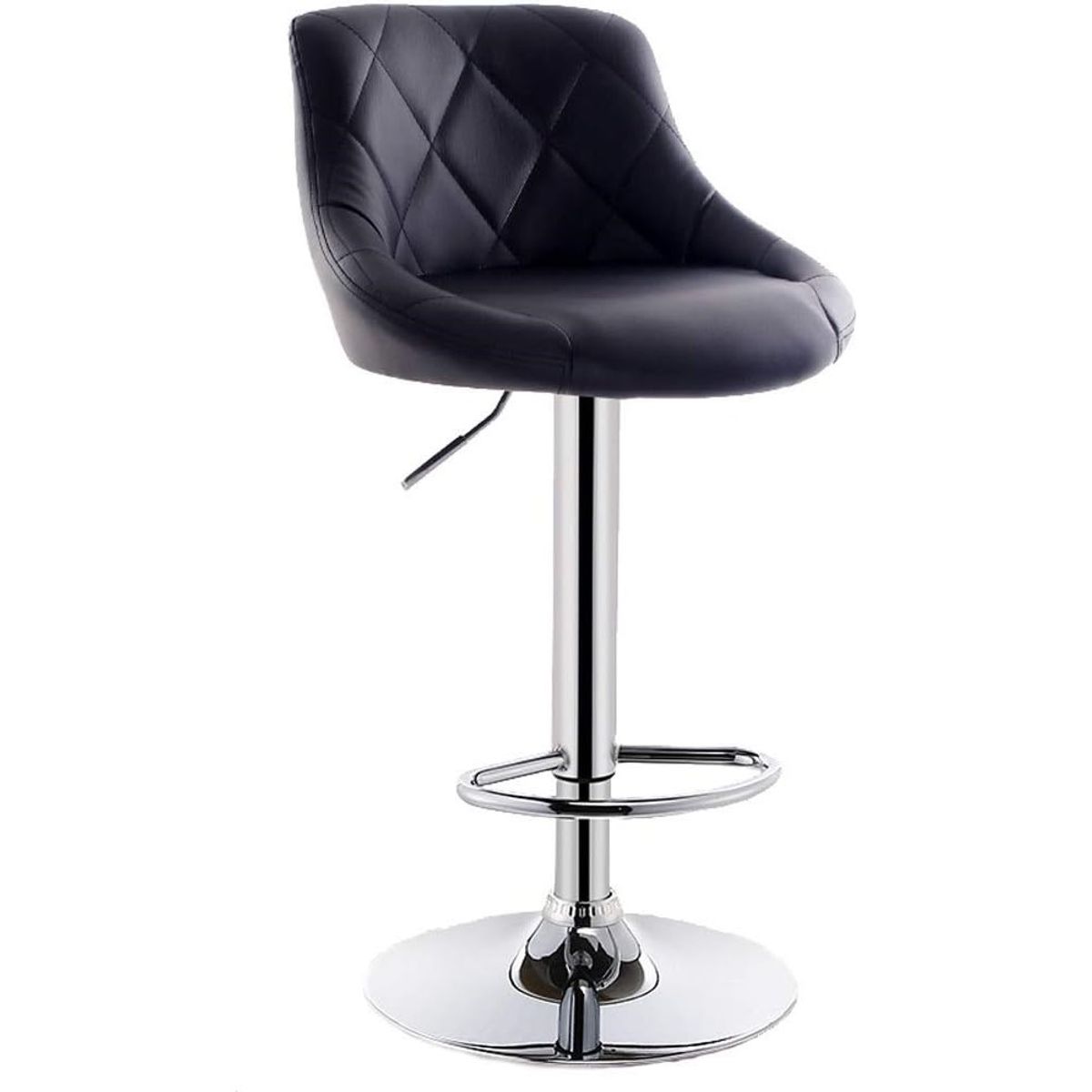 WAKESHOME - Taburete Silla Bar de Altura Ajustable Color Negro Cojin Acolchado