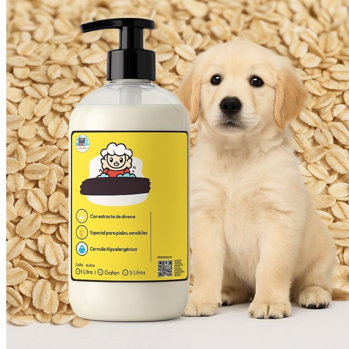 MASCOKITS - Super Shampoo De Avena Orgánico 1 Litro Para Mascotas