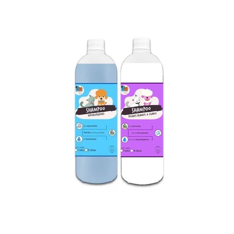 MASCOKITS - Pack Shampoo Para Perro Hipoalergénico + Pelaje Blanco 1 Lt