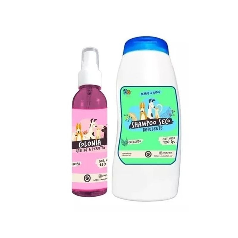 MASCOKITS - Kit Para Perro Shampoo Seco  Colonia Frambuesa-Eucalipto