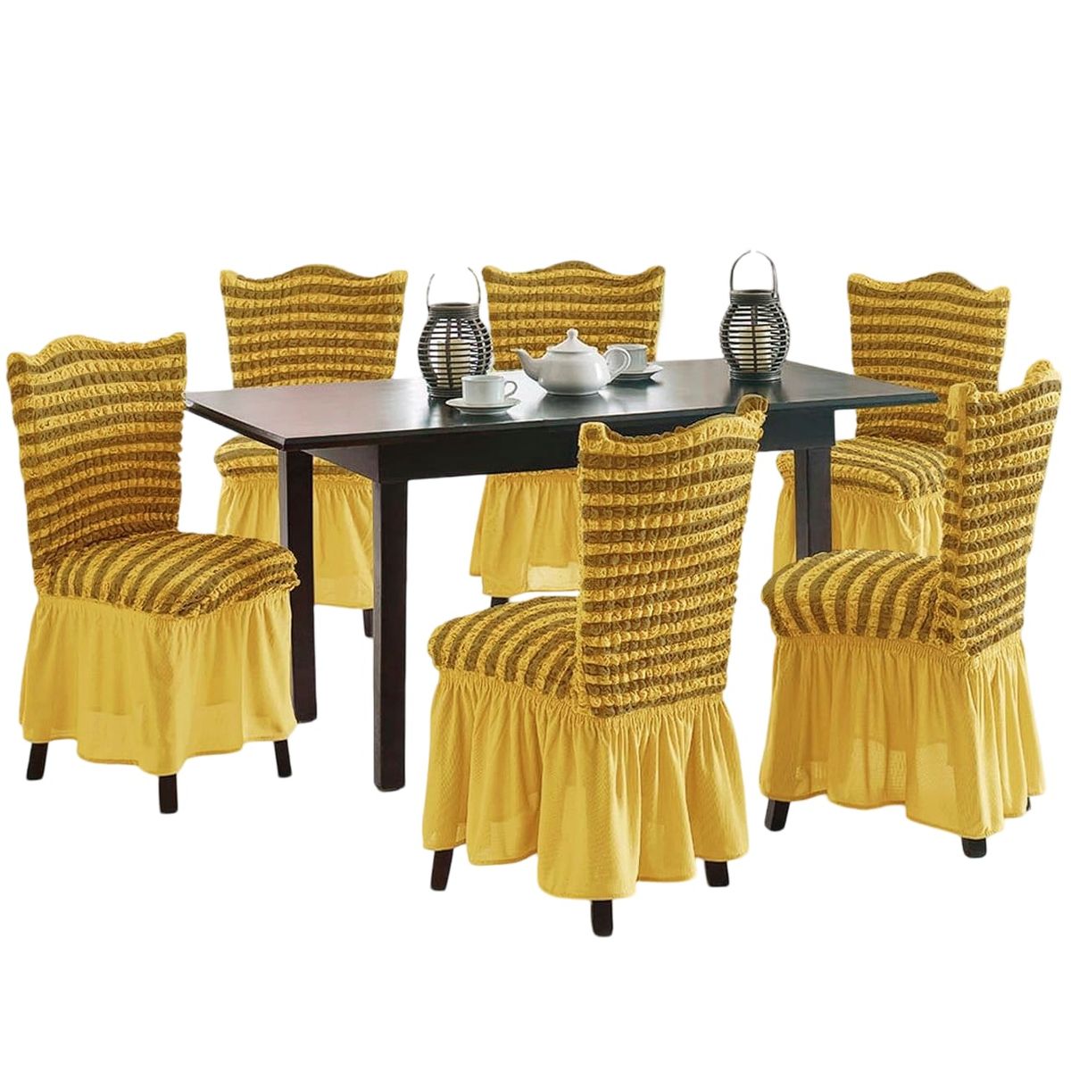 GENERICO - Pack 6 Fundas Sillas Turcas Diseño Lineal L2