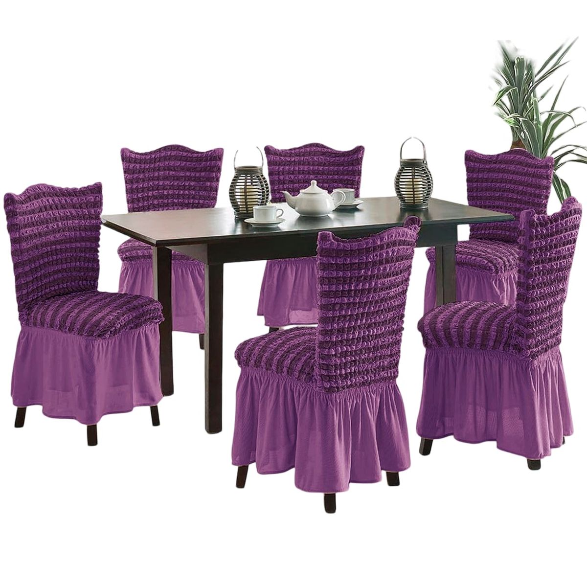 GENERICO - Pack 6 Fundas Sillas Turcas Diseño Lineal L10