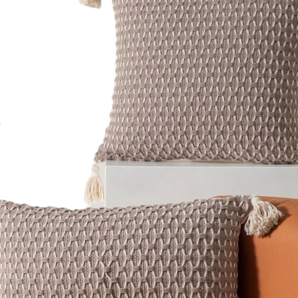 GENERICO - Pack 4 Fundas de Cojín Estilo Croché-Marrón