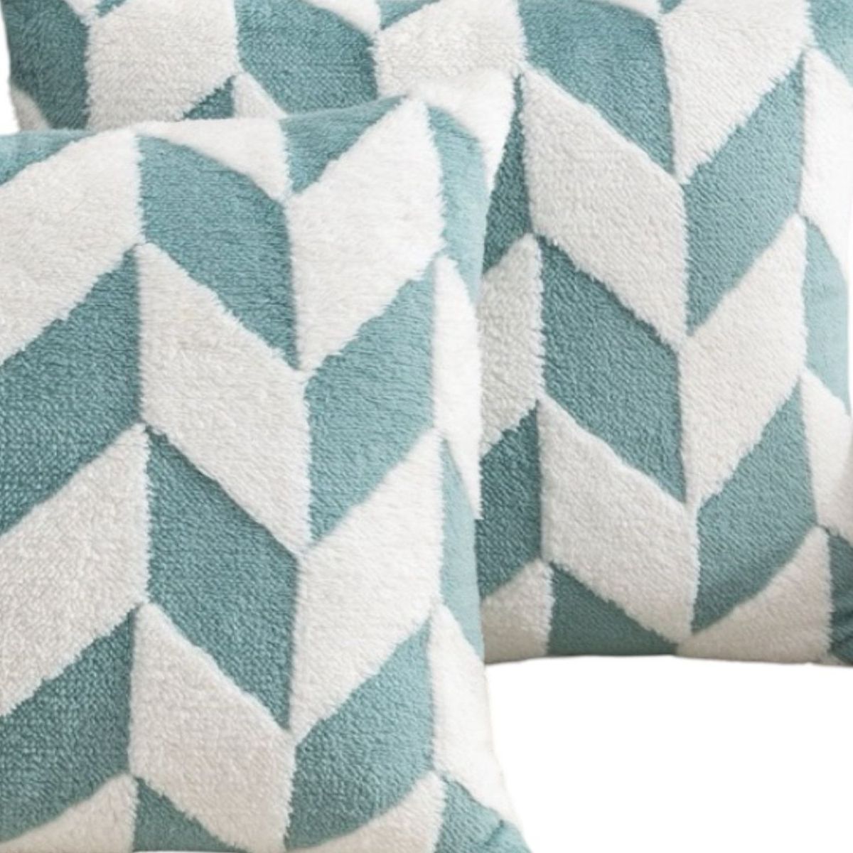 GENERICO - Pack de 4 Fundas de Cojín Peludas con Rombos-Turquesa