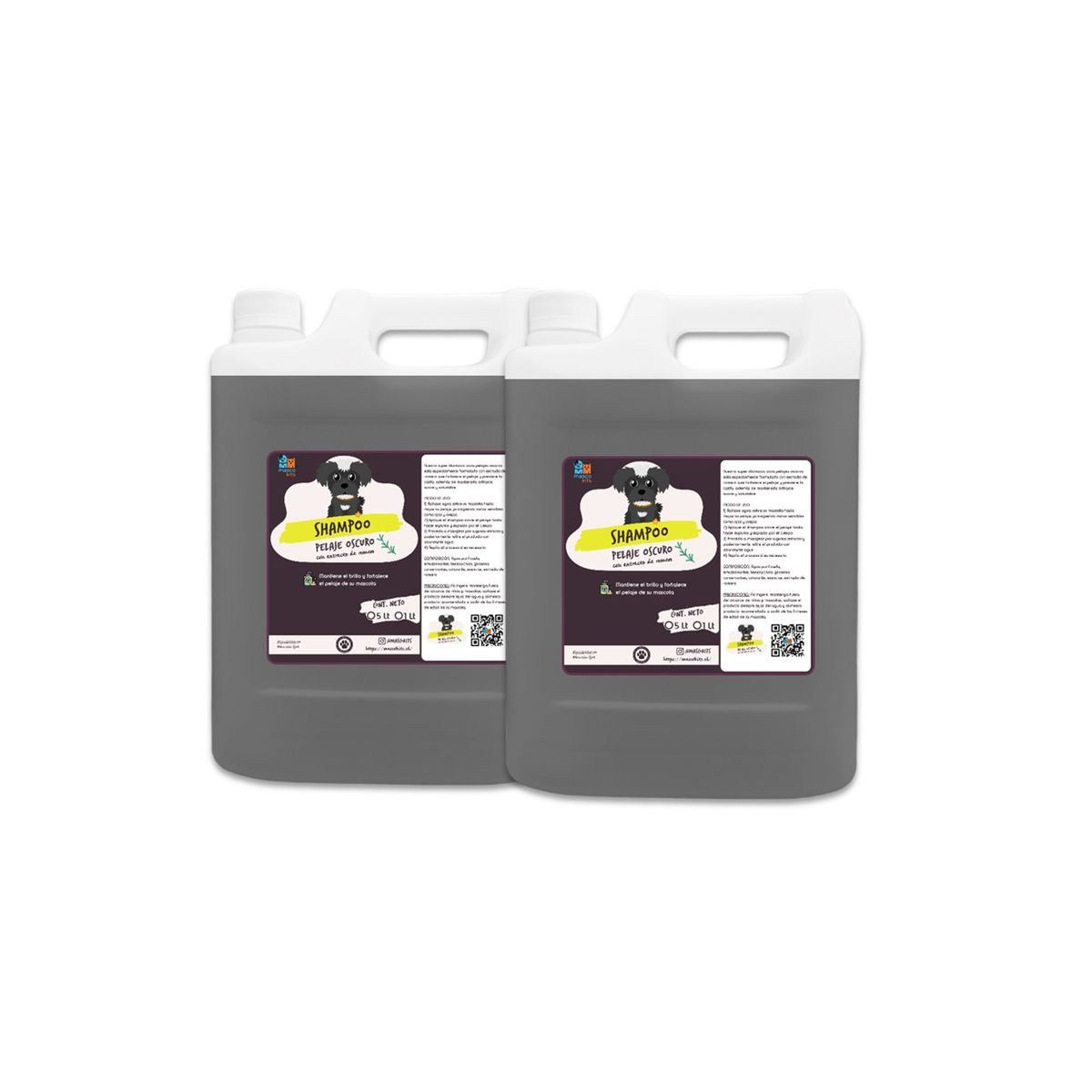 MASCOKITS - Pack 2 Shampoo De Romero Pelaje Negro 5 Lt Perros & Mascotas