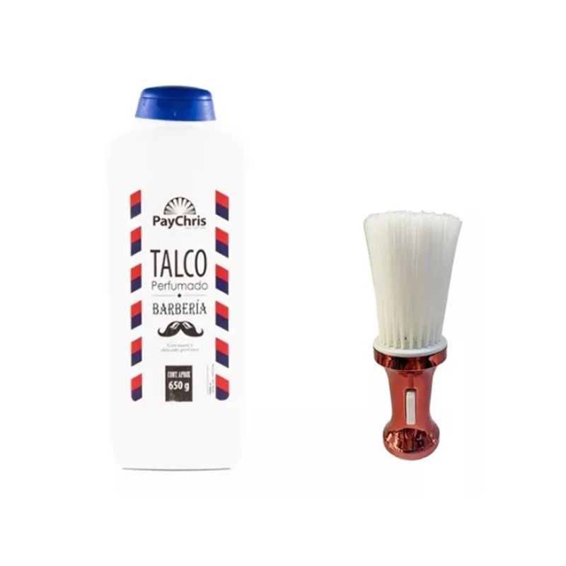 GENERICO - Talco Barbería + Bota pelo con Talquera ROJO
