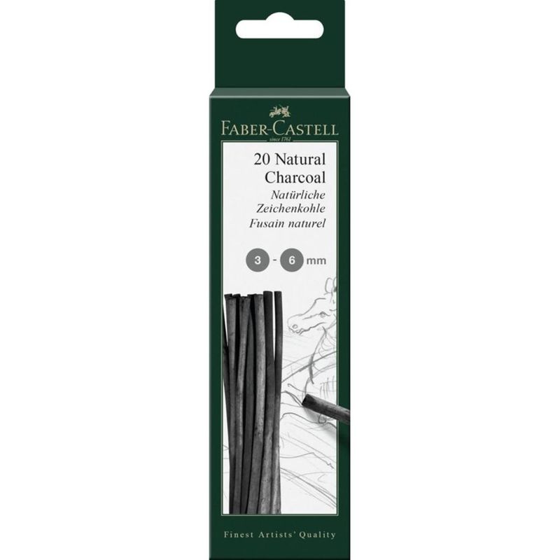 FABER-CASTELL - Sets 20 Barras Carboncillo Natural Pitt Faber Castell 3-6mm