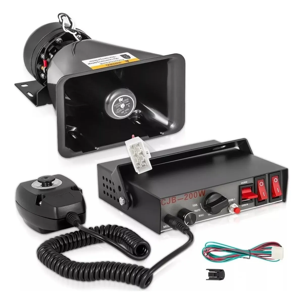 QUICK - Bocina Policial 200wt Sirena Carabinero 9 Tonos Megáfono