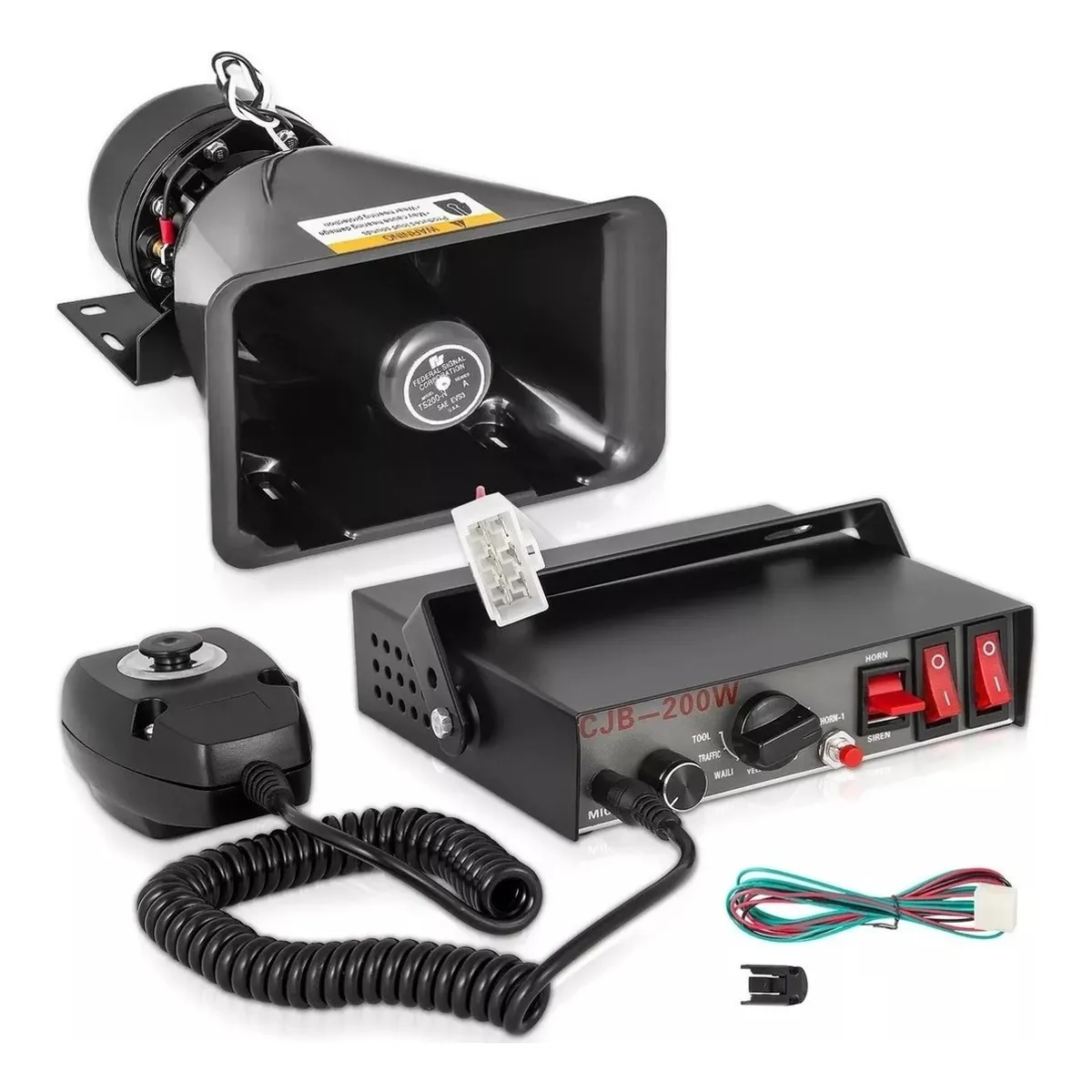 QUICK - Bocina Policial 200wt Sirena Carabinero 9 Tonos Megáfono