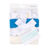 Set 8 Toallitas De Limpieza Azul Animales Niño