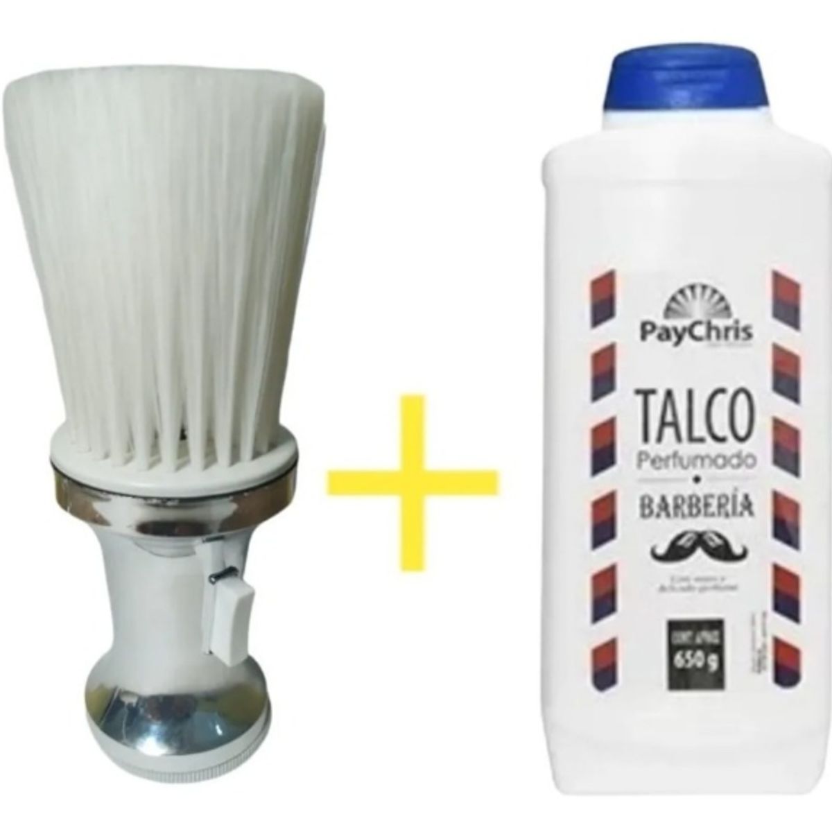 GENERICO - Talco Barbería + Bota pelo con Talquera PLATEADO