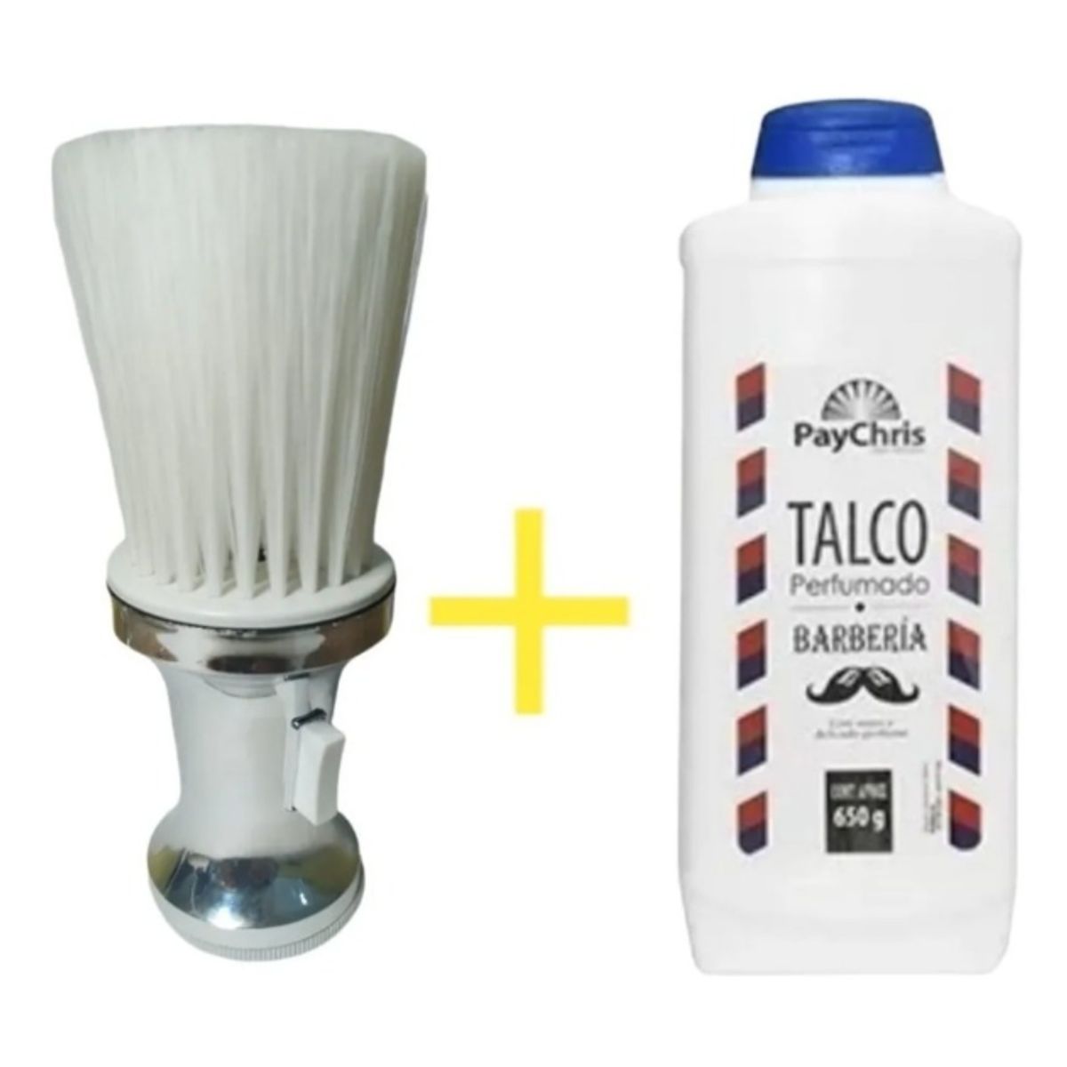 GENERICO - Talco Barbería + Bota pelo con Talquera PLATEADO
