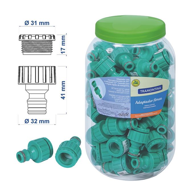 TRAMONTINA - Adaptador Tramontina C/Rosca 3/4 y Reduccion 1/2 75 Piezas