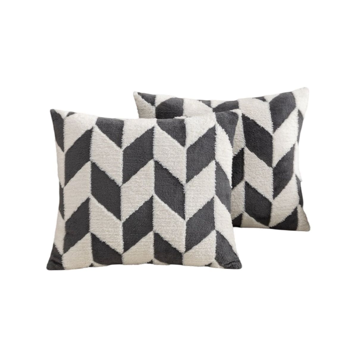 GENERICO - Pack de 4 Fundas de Cojín Peludas con Rombos-Negro