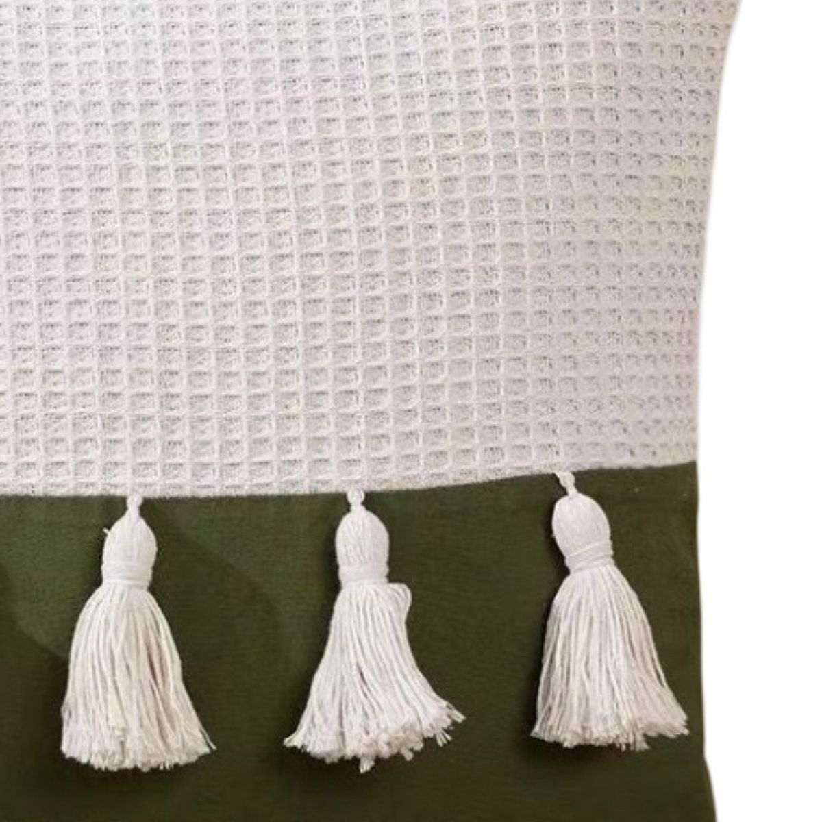 GENERICO - Pack de 4 Fundas de Cojín con Pompones-Verde Oscuro