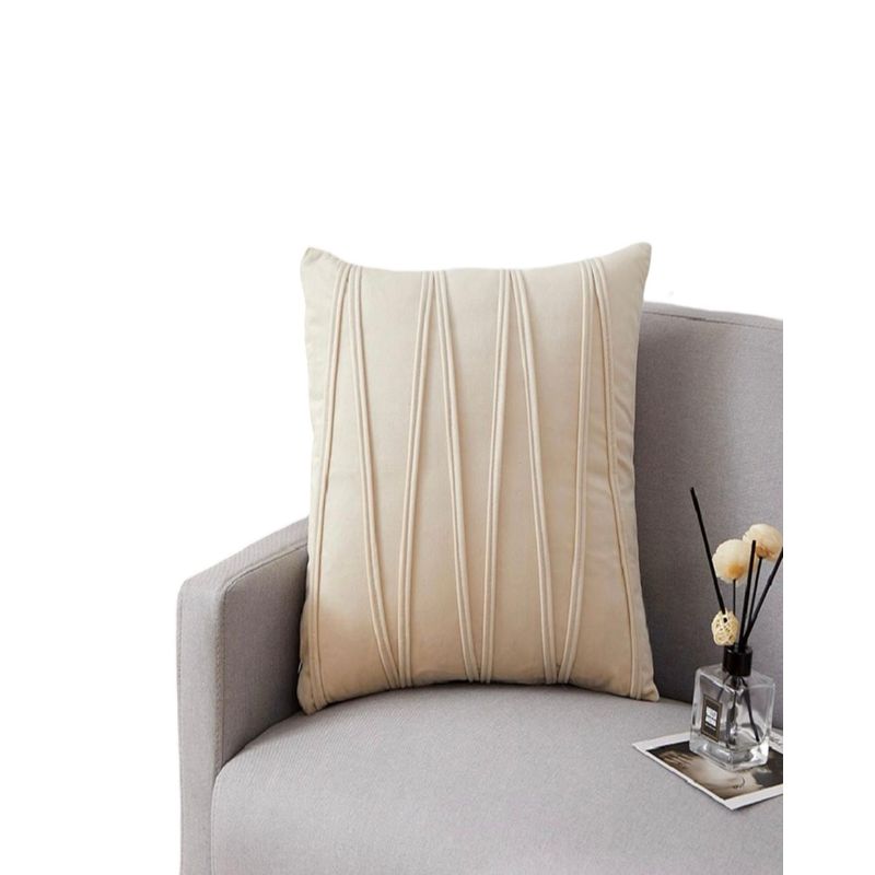 GENERICO - Par de  Fundas de Cojín Estilo Terciopelo-Beige.
