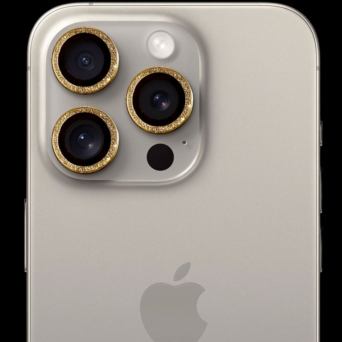 GENERICO - Protector de cámara modelo Escarchado iPhone 15pro-15promax Dorado