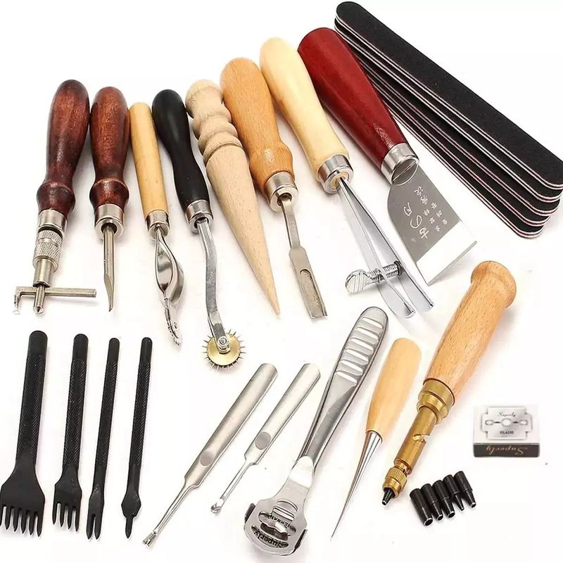 U BUY - Kit 18 Pcs Herramientas Cuero Pieles Artesania Profesiona