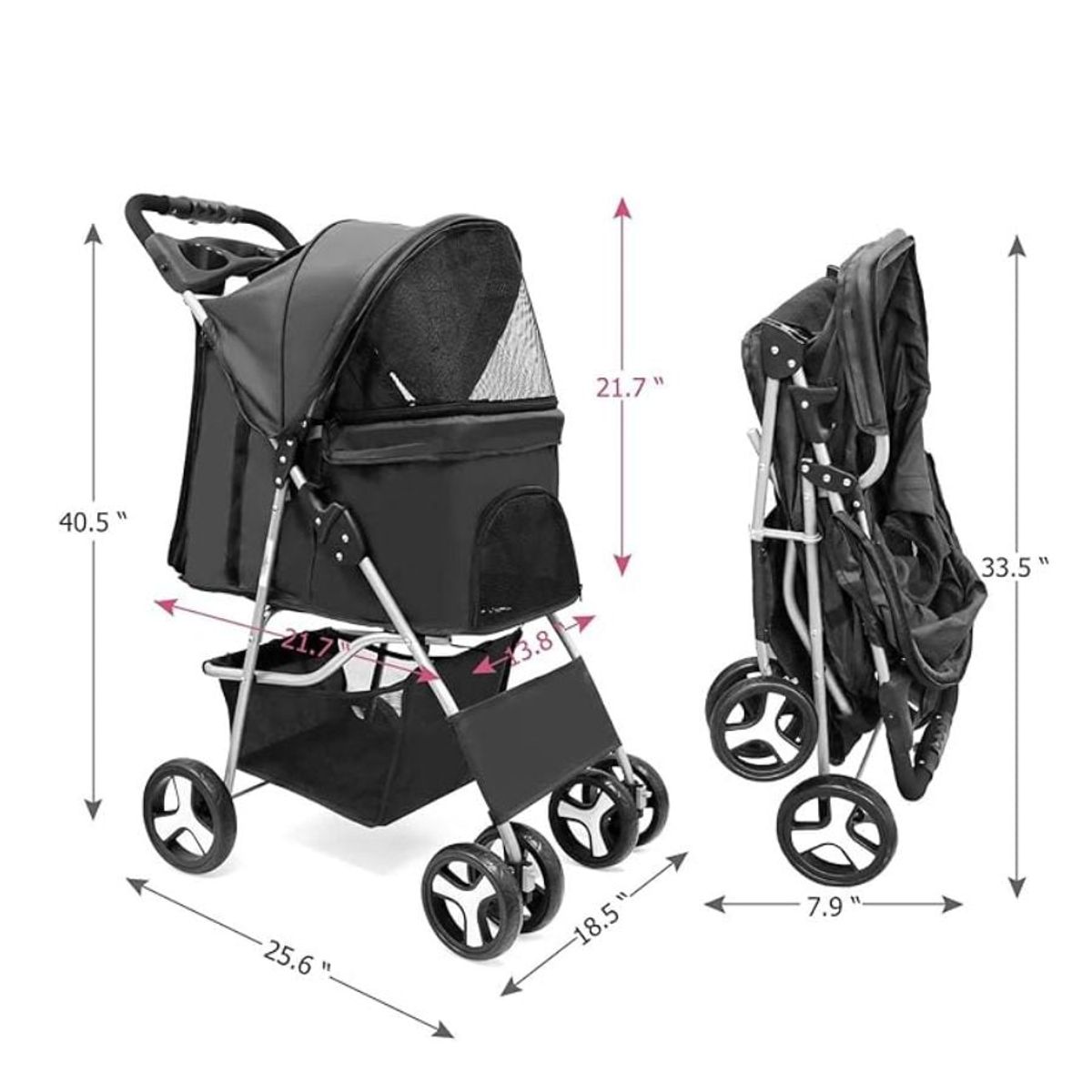 GENERICO - Cochecito para mascotas para gatosperros plegable