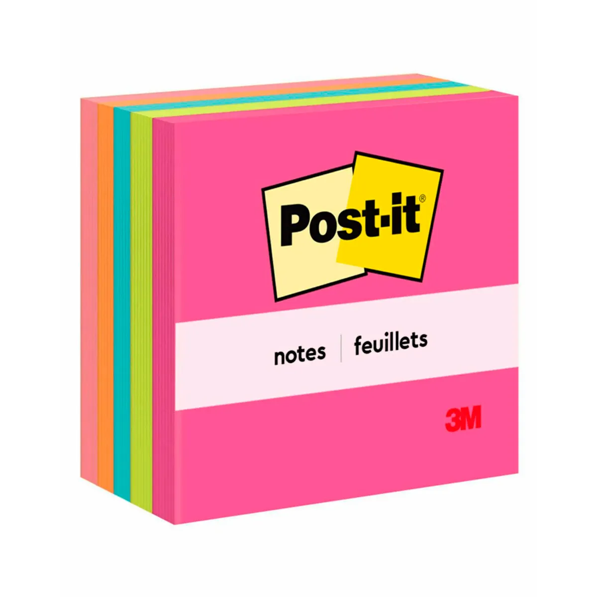 3M - Notas Adhesivas Neon Cubo 500 hojas Post It 3m 76x76mm