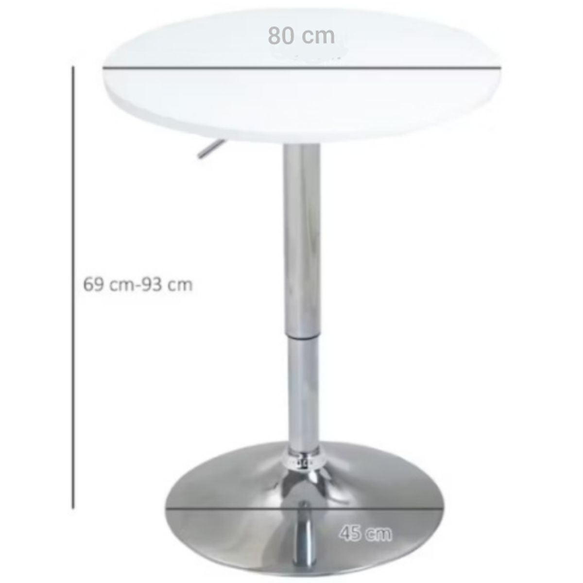ARTIHOGAR - Mesa Bar de Altura Regulable 80 CM MDF Color Blanco