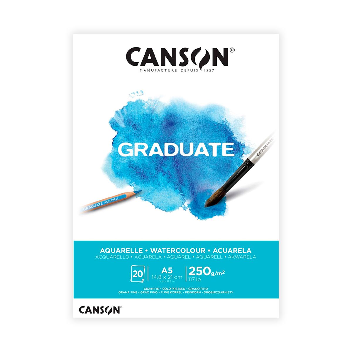 CANSON - Canson Acuarela Pad Graduate A5 250gr 20hjs - Aquarelle