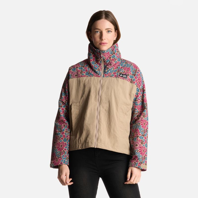 HAKA HONU - Chaqueta Mujer Hija Del Viento Print Taupe Haka Honu
