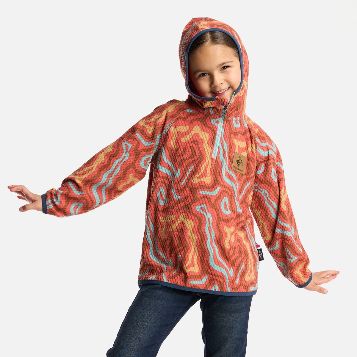 HAKA HONU - Polerón Niña Taina Poki Print Salmon Haka Honu