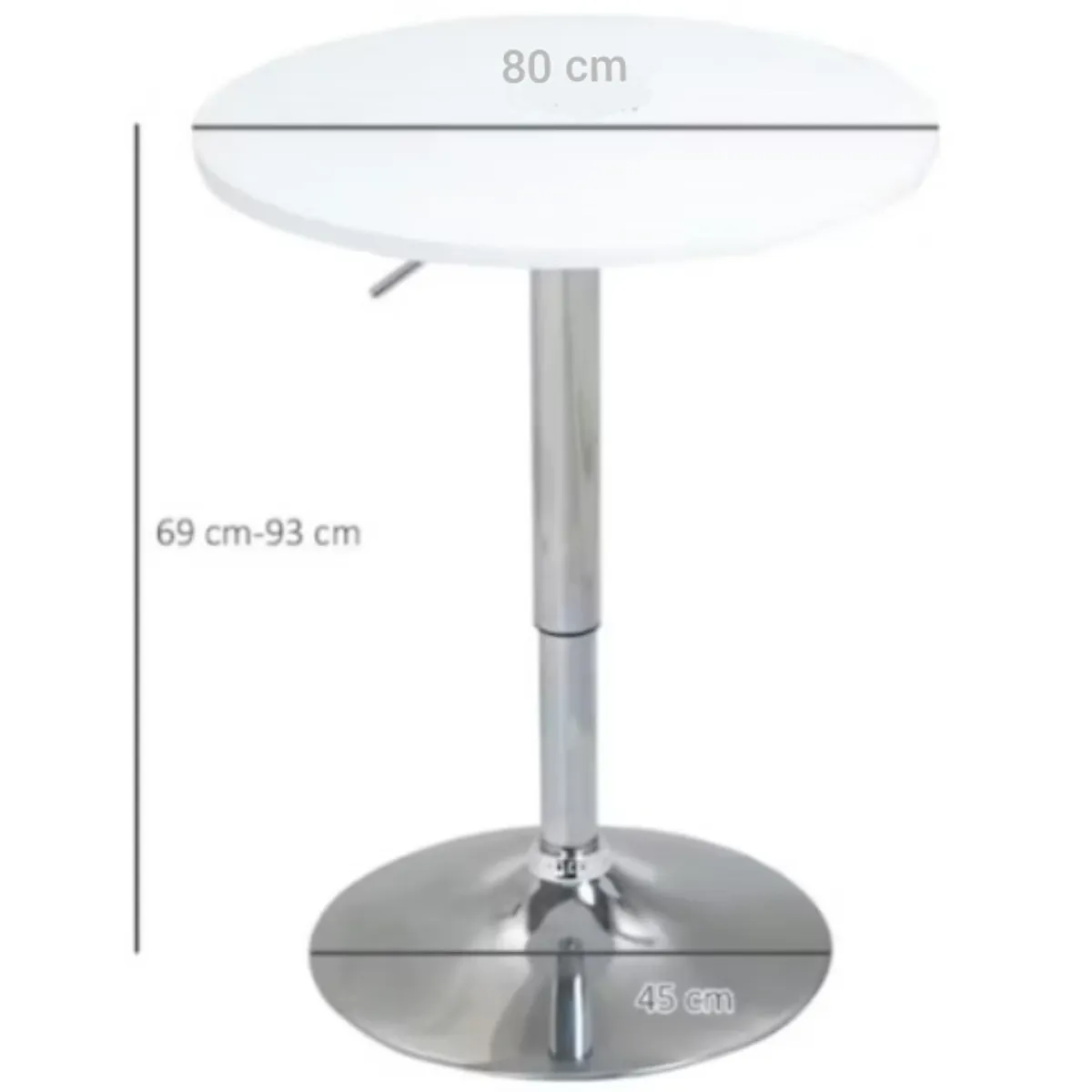 ARTIHOGAR - Mesa Bar de Altura Regulable 80 CM MDF Color Blanco