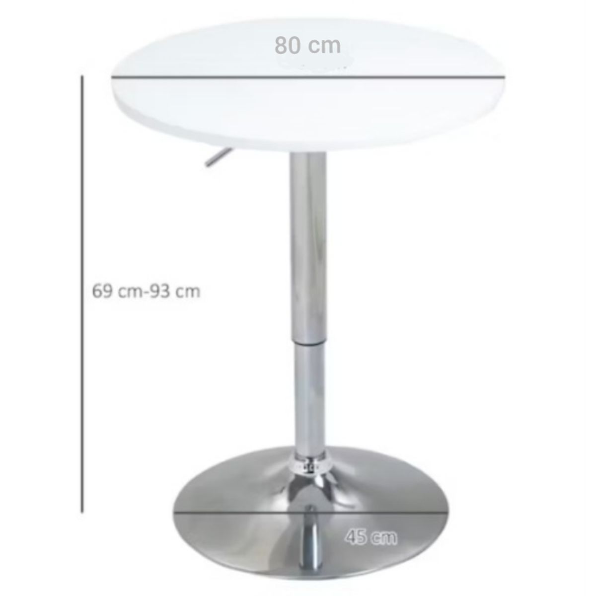 ARTIHOGAR - Mesa Bar de Altura Regulable 80 CM MDF Color Blanco