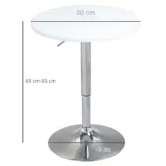 ARTIHOGAR - Mesa Bar de Altura Regulable 80 CM MDF Color Blanco