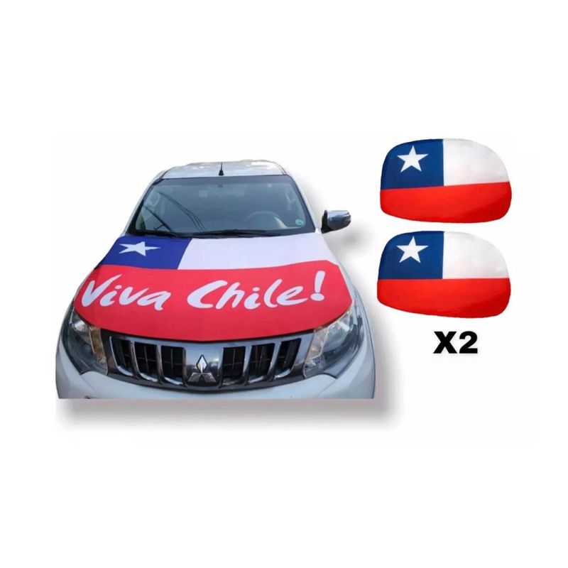 GENERICO - Set Cubre Capot Bandera + Cubre Retrovisor Dieciochero Chile