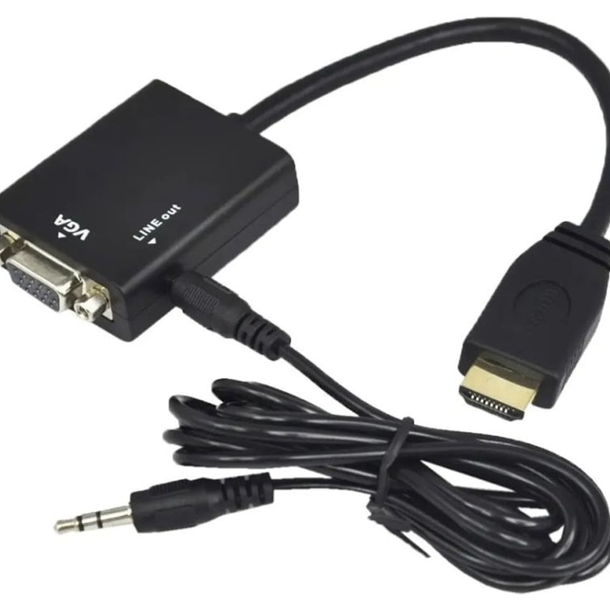 GENERICO - Adaptador Hdmi A Vga Audio 1080p Full Hd Con Cable Auxiliar
