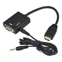 GENERICO - Adaptador Hdmi A Vga Audio 1080p Full Hd Con Cable Auxiliar