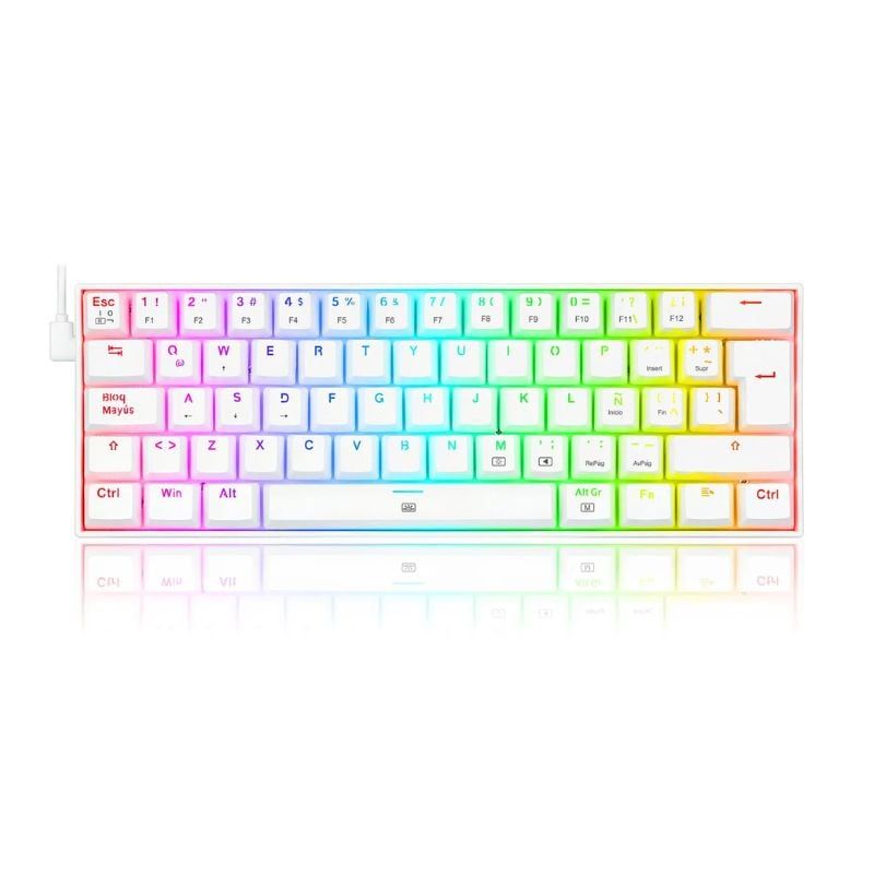 REDRAGON - Teclado Mecánico Gamer Redragon Dragonborn K630W RGB SW Brown Blanco