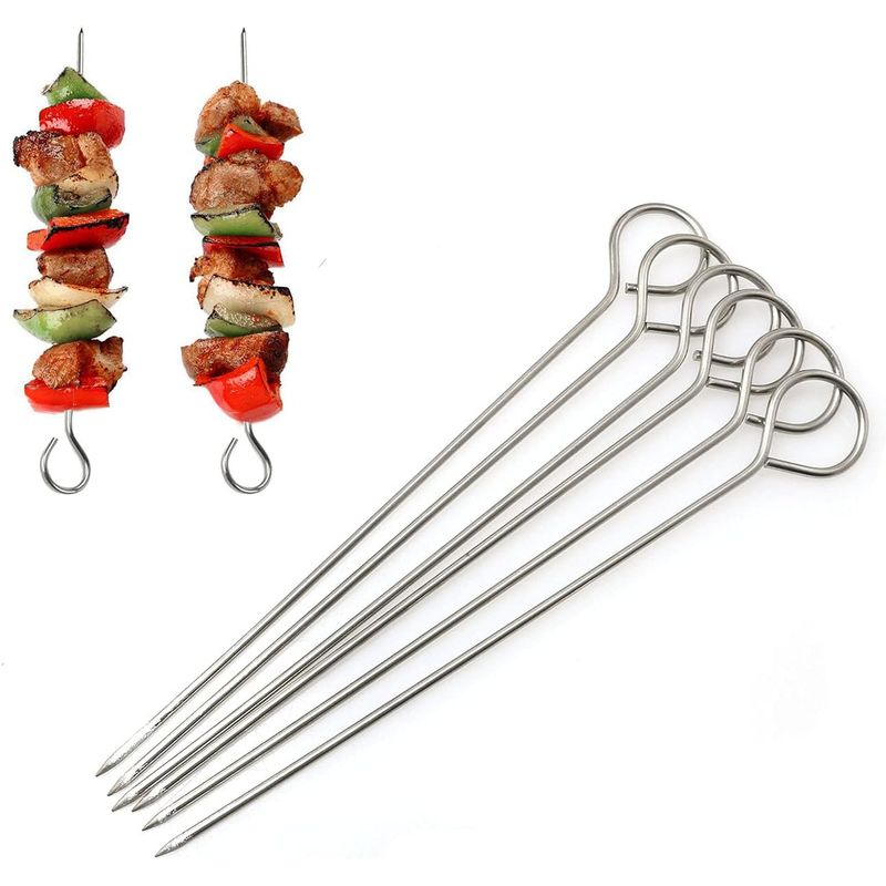 KUANGYE - 50 Pinchos Anticuchos Brochetas Acero Inoxidable Barbacoa 30 cm
