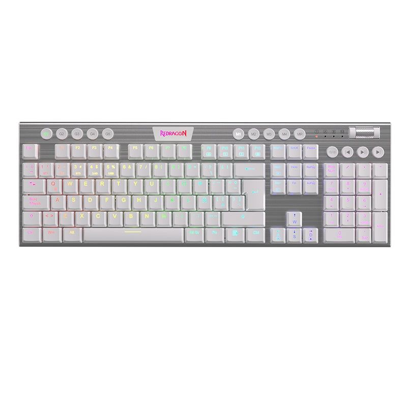 REDRAGON - Teclado Mecánico Gamer Redragon K618W RGB SP Horus FS WiFi Blanco
