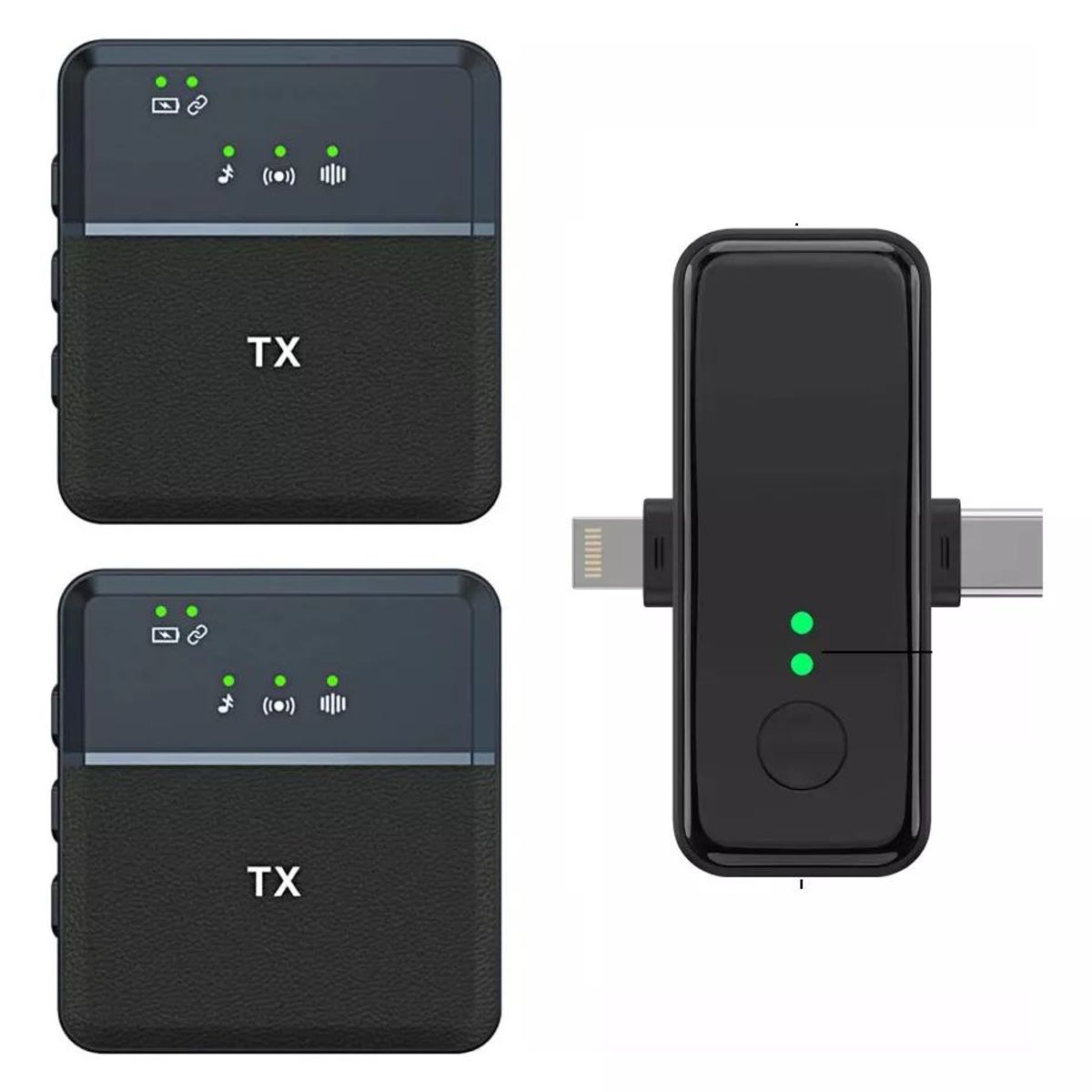 KUANGYE - Micrófono De Solapa Inalambrico Doble Compatible iPhone Y Android