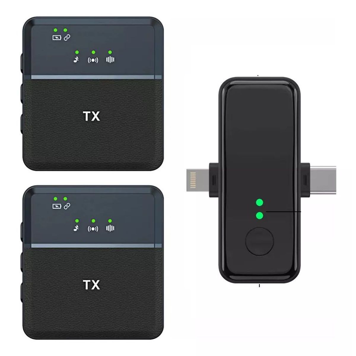 KUANGYE - Micrófono De Solapa Inalambrico Doble Compatible iPhone Y Android