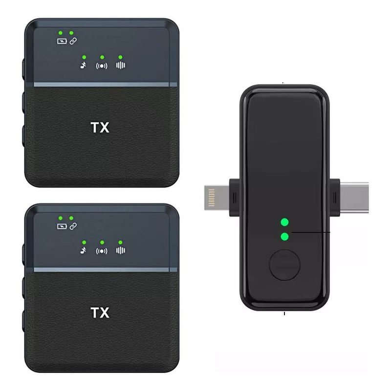 KUANGYE - Micrófono De Solapa Inalambrico Doble Compatible iPhone Y Android