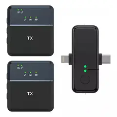 KUANGYE - Micrófono De Solapa Inalambrico Doble Compatible iPhone Y Android