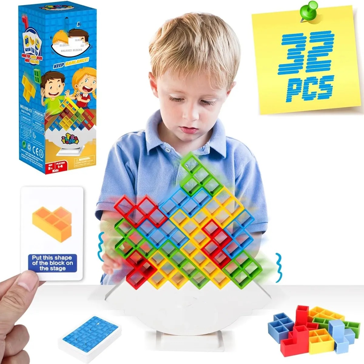 KUANGYE - Torre Tetris Juego Equilibrio Didáctico Tetra Tower 32 Pcs