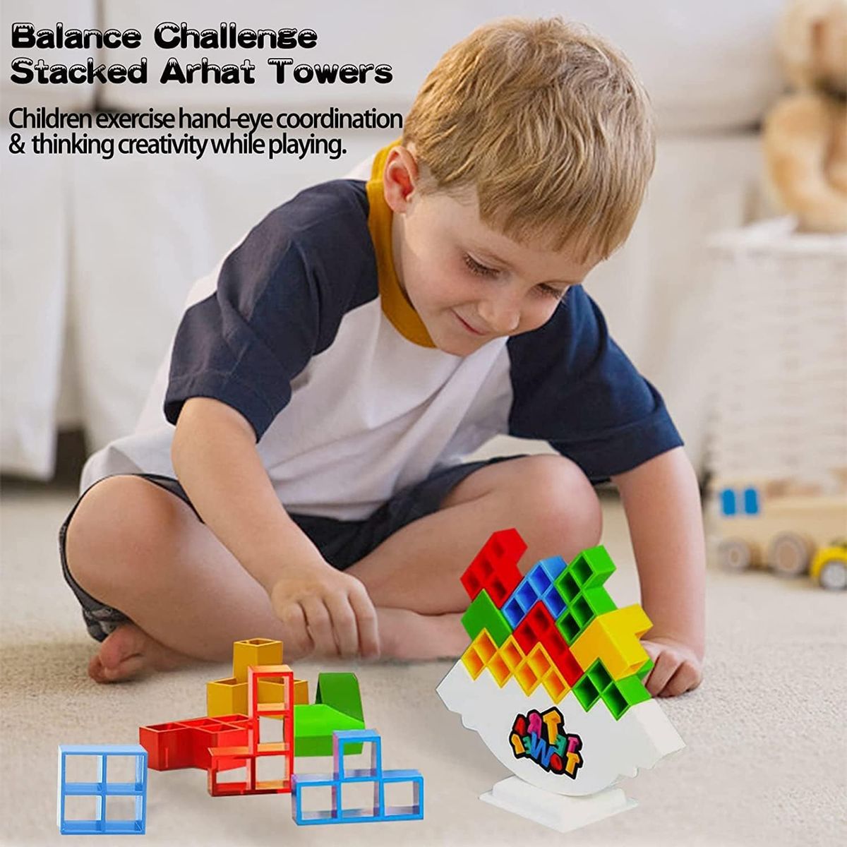 KUANGYE - Torre Tetris Juego Equilibrio Didáctico Tetra Tower 32 Pcs