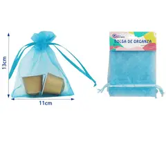 GENERICO - Pack 12 Bolsas de Organza Celeste