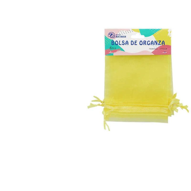 GENERICO - Pack 12 Bolsas de Organza Amarillo 5 pcs